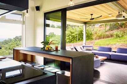 Andersen patio door connecting the interior to an outdoor living area