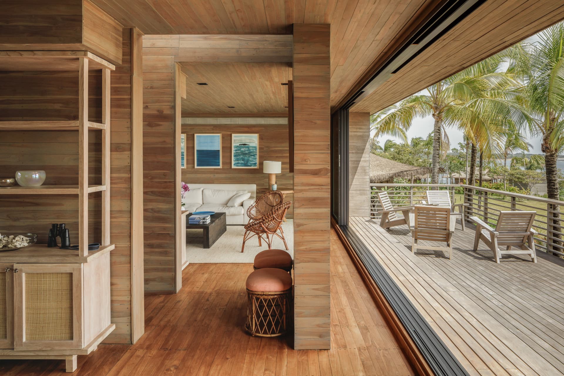 LaCantina opening glass wall opening a living space to the patio