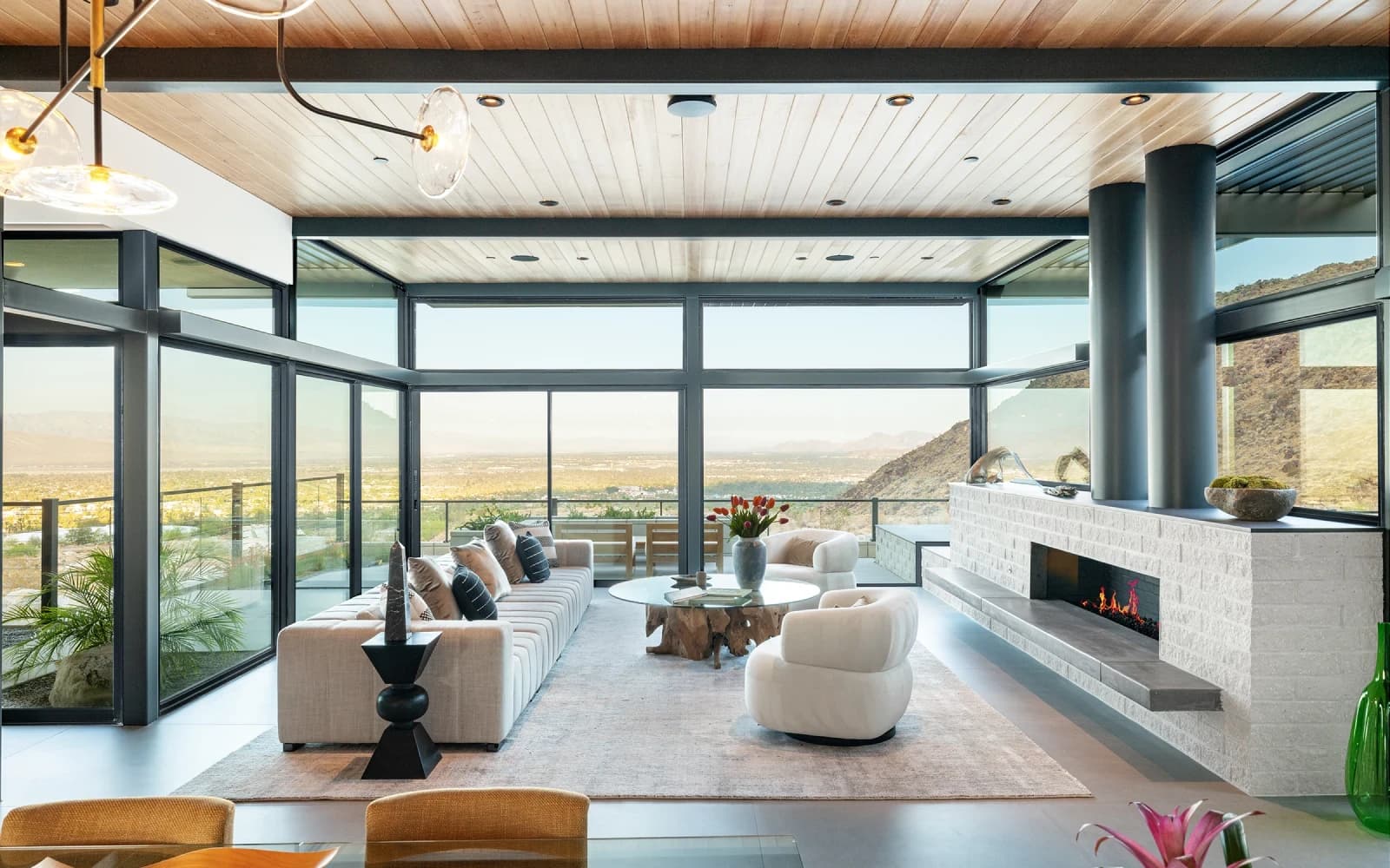 Western multi-slide glass wall blurring the line between inside and out